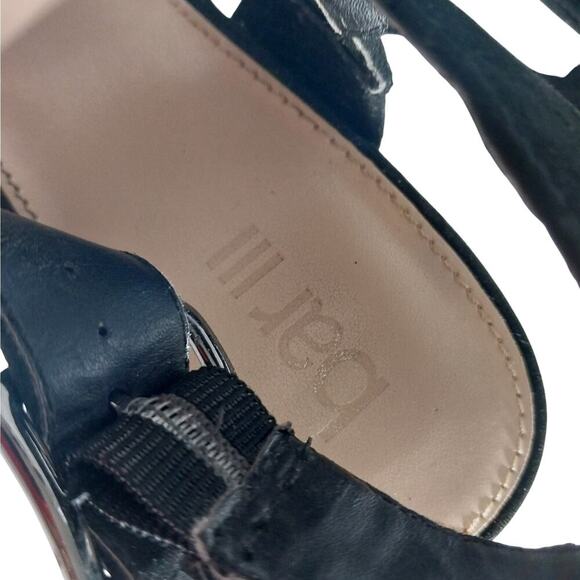 BAR III! BLACK VEGAN SUEDE MICROFIBER CHUNKY HEEL STRAP & BUCKLE SANDALS! SZ 7M - Picture 10 of 11